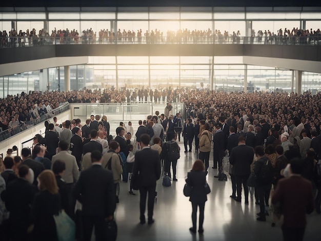 La multitud en el fondo del aeropuerto