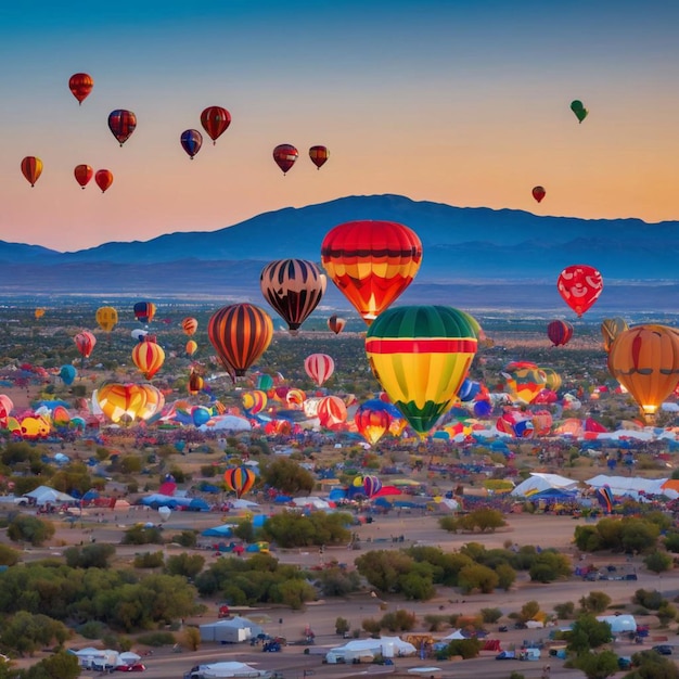 Multitud de globos aerostáticos deslizándose en el cielo.