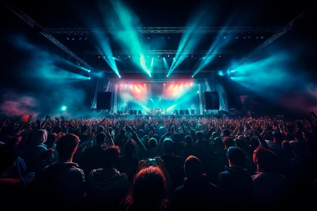 Foto multitud mirando hacia el escenario en un concierto de rock