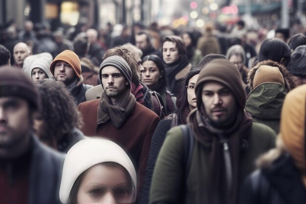 Multitud de personas en la calle Día Mundial de la Población