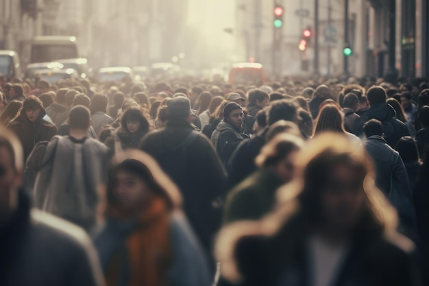 Foto multitud de personas en la calle día mundial de la población