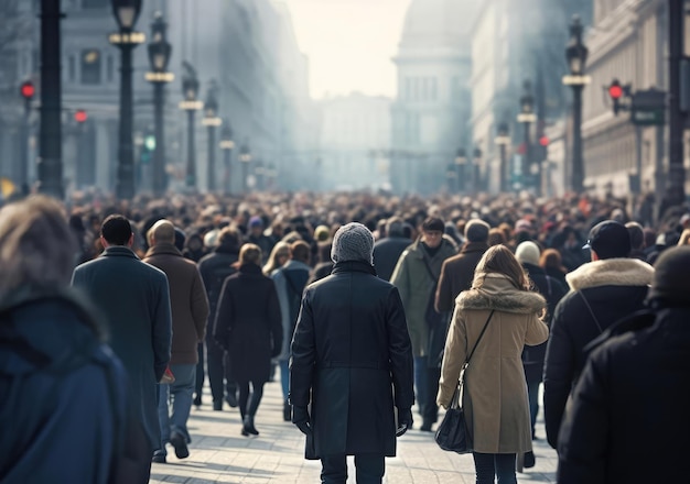 Una multitud de personas camina por las calles