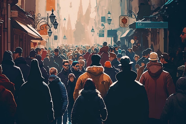 Multitud de personas caminando por la calle Generar Ai