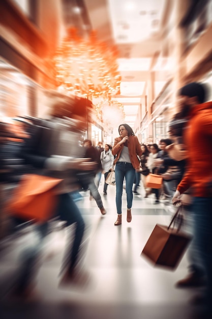 una multitud de personas caminando en un centro comercial