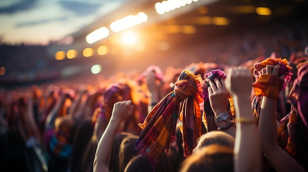 Multitud de personas en concierto en el estadio generativo ai