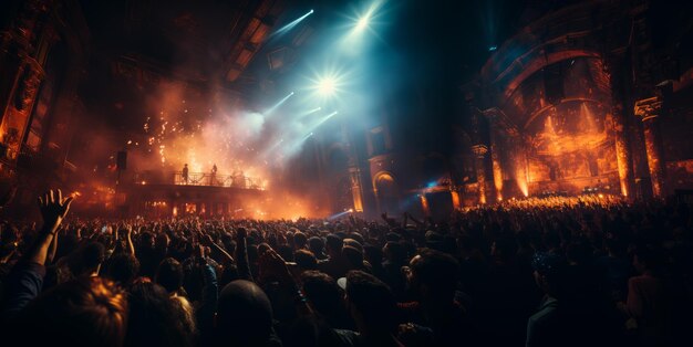 multitud de personas en un concierto de música IA generativa