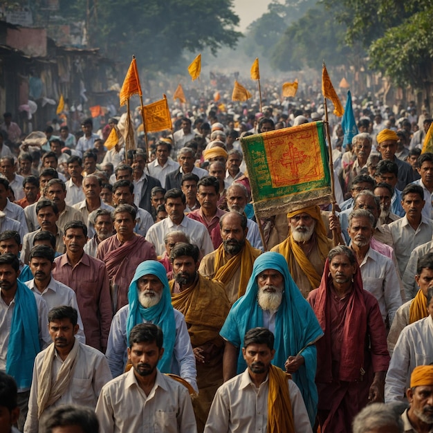 Foto una multitud de personas están sosteniendo un cartel que dice la ciudad de la india