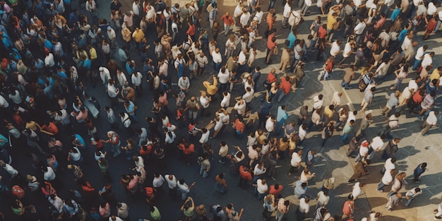 Multitud de personas vistas desde arriba vista de pájaro IA generativa