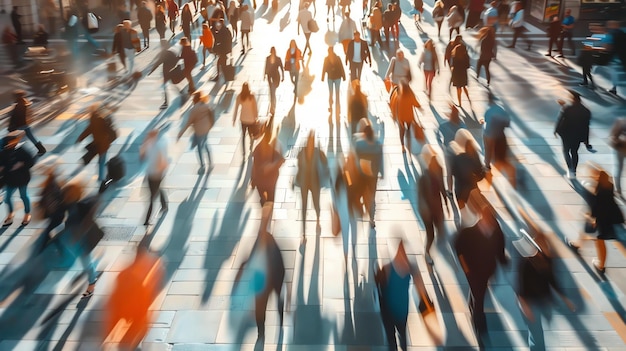 Foto multitudes de personas caminando por una concurrida calle de la ciudad durante el día