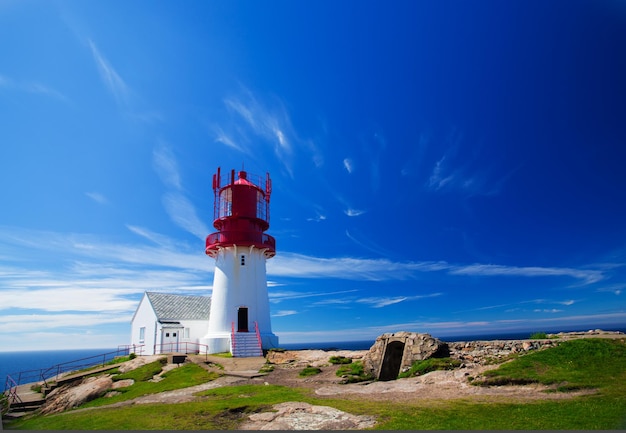 El mundialmente famoso faro de Lindesnes en el sur de Noruega.