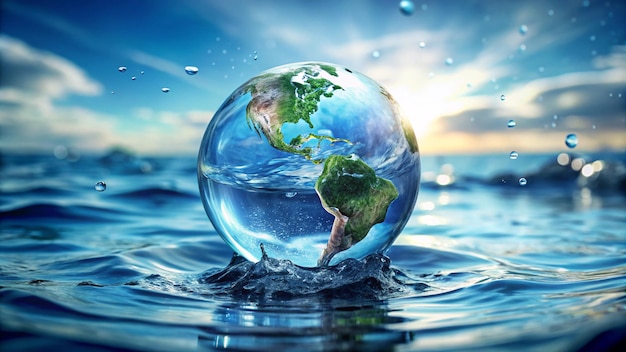 Un mundo en el agua con un mundo sobre el agua | Imagen Premium generada  con IA