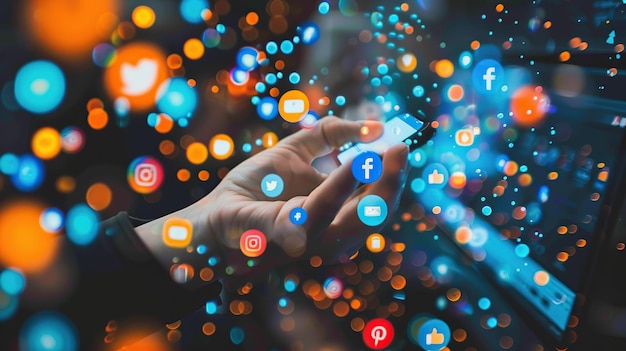 Mundo conectado Smartphone com ícones de mídia social