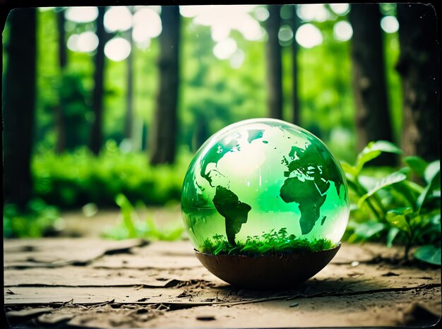 mundo ecológico e dia da Terra conceito globo de vidro salvar o planeta