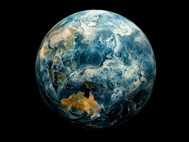 Un mundo con impresionantes detalles Una vista hiperrealista del globo 3D desde el espacio creada con tecnología de IA generativa