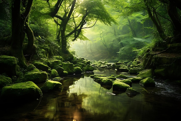 Un mundo de maravillas verdes una foto de paisaje verde