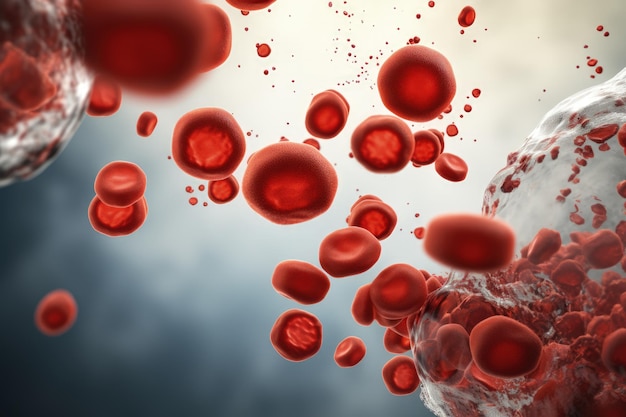 Foto en el mundo microscópico innumerables eritrocitos vibrantes glóbulos rojos atraviesan el sistema circulatorio incansablemente llevando oxígeno que mantiene la vida pareciendo una red dinámica vital para la vitalidad humana