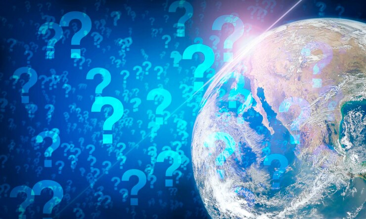 Foto mundo de signo de interrogación azul elementos de esta imagen proporcionados por la nasa