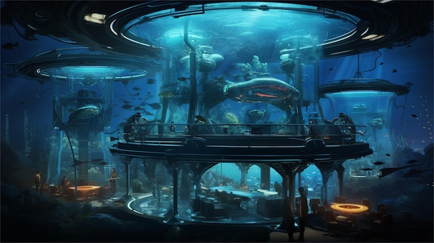 Mundo submarino de fantasia renderização 3D ilustração 3D