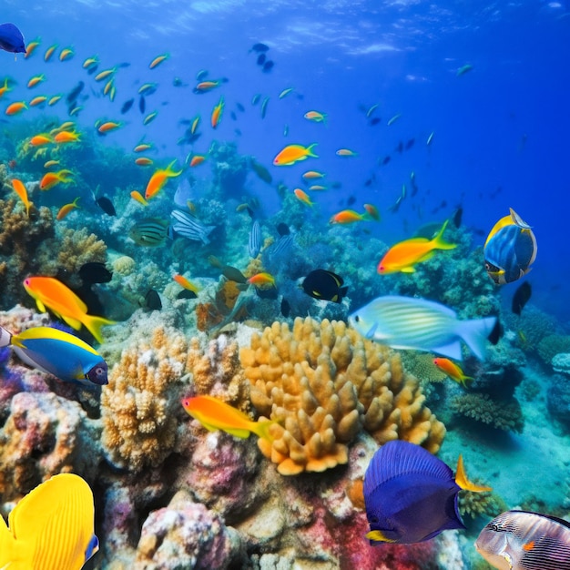 Mundo submarino en el océano tropical