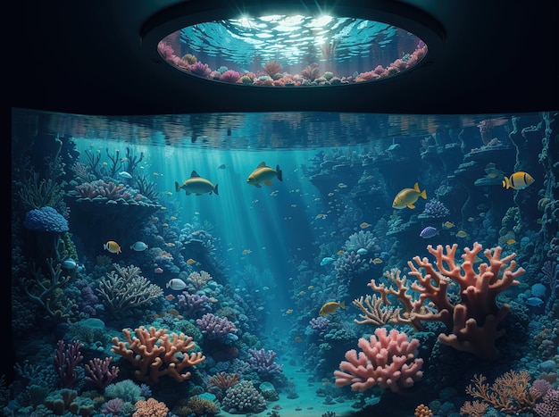 Foto mundo submarino de un pez en el acuario