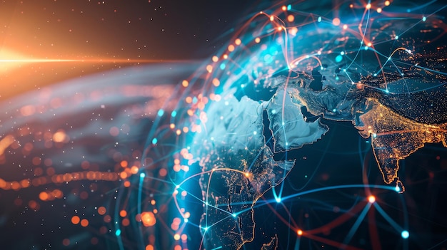 El mundo sumergido en una matriz de conectividad digital sin problemas