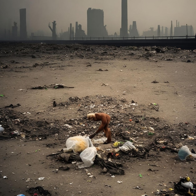 Foto el mundo vegetal en un entorno contaminado