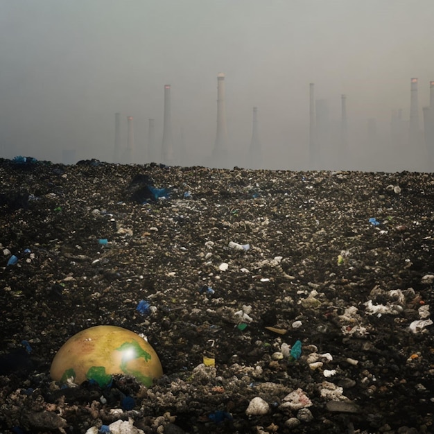 Foto el mundo vegetal en un entorno contaminado