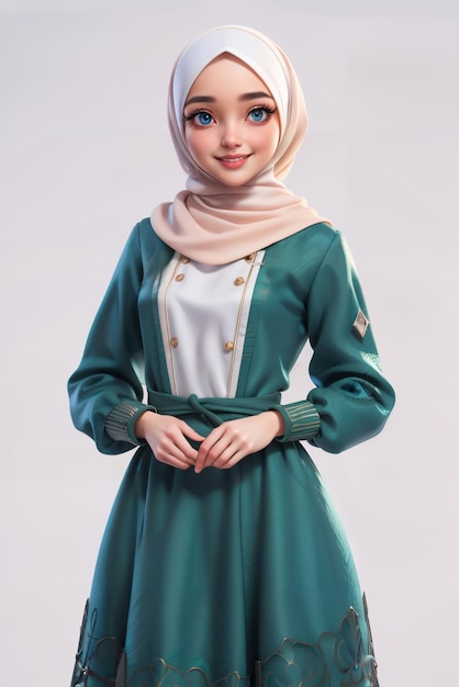 Foto muñeca de azafata con vestido musulmán