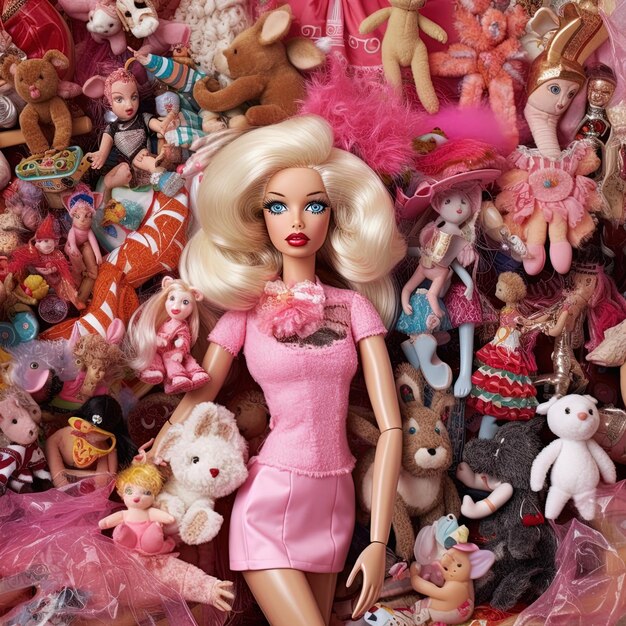 Muñeca Barbie con colores rosas