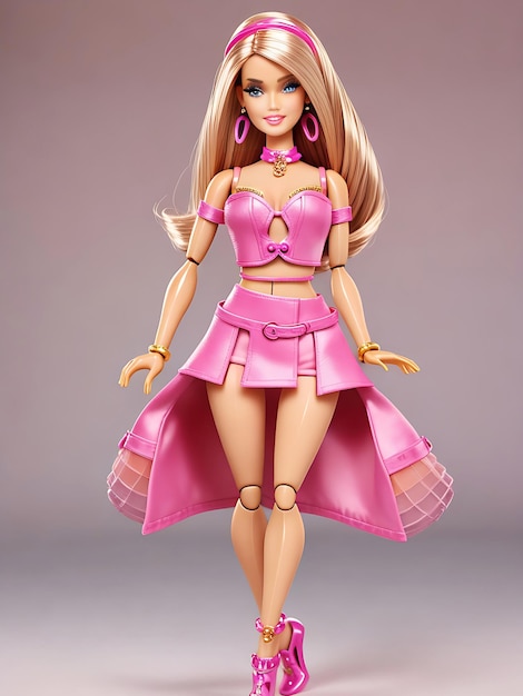 La muñeca Barbie en el modelado de fiestas de moda Vestido de moda IA generativa