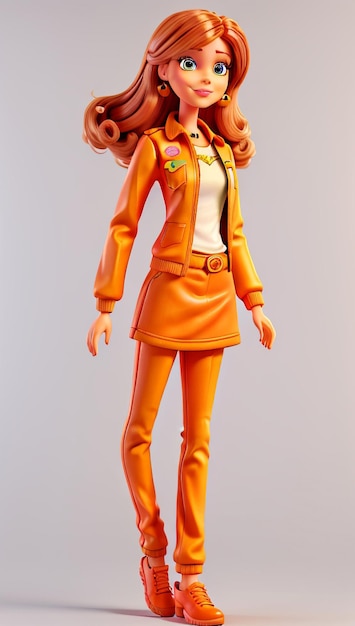 Muñeca Barbie con ropa de color naranja.