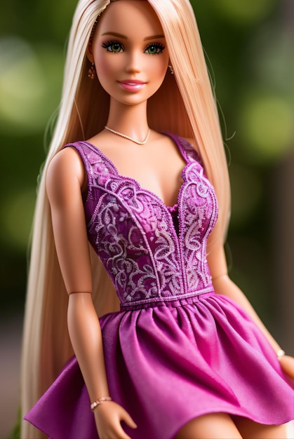 muñeca barbie con ropa de color rosa o morado