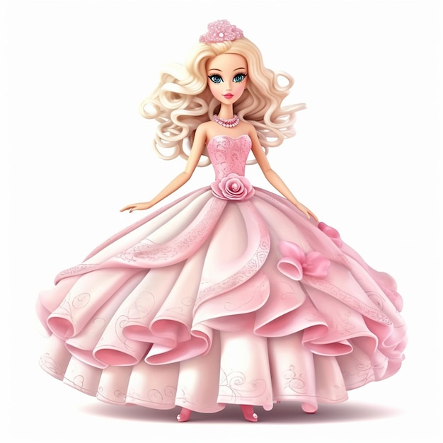 una muñeca barbie con un vestido rosa y zapatos rosas.