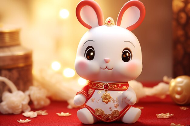 Muñeca china linda del conejo
