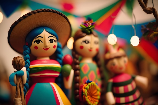 Muñeca de madera hecha a mano de Sao Joao una fiesta brasileña Fiesta de junio Festa Junina