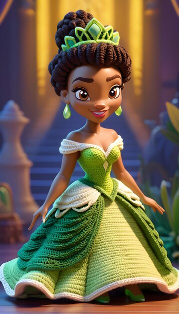 La muñeca de la princesa Tiana en 3D