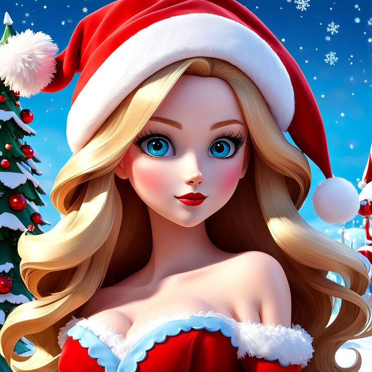 una muñeca de Santa Claus con un sombrero de Santa Claus en ella