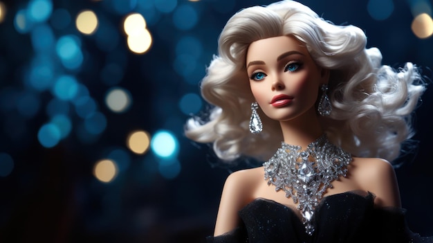 Muñeca en traje de noche del mundo de las muñecas Barbie