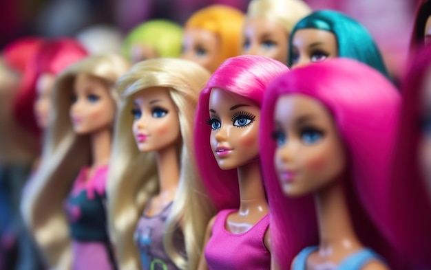 Muñecas Barbie de primer plano Juguetes populares para niñas IA IA generativa