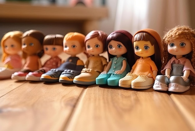 Foto muñecas en diferentes zapatos con estilo.