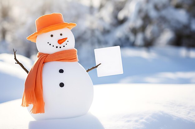 Foto un muñeco de nieve blanco sentado encima de la nieve ai generativo