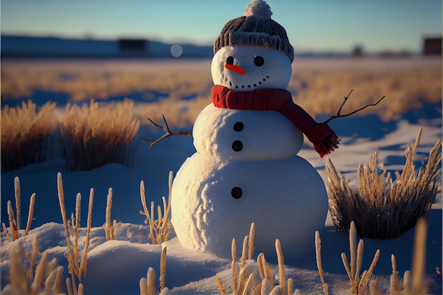 Muñeco de nieve decora el festival Feliz Navidad Representación 3D