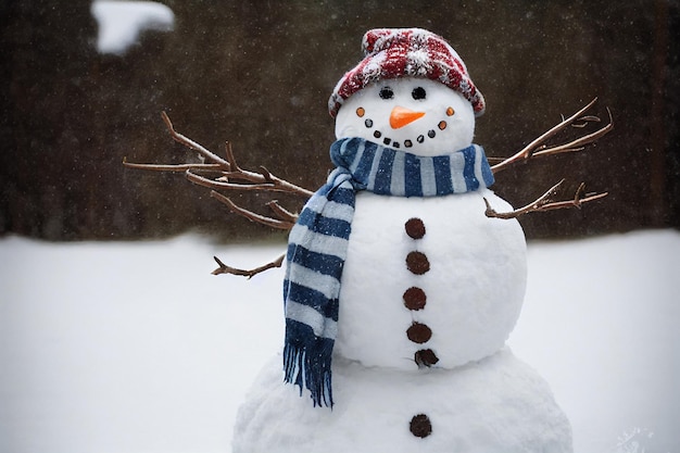 muñeco de nieve en la nieve