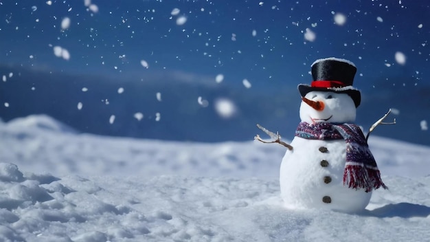 un muñeco de nieve con un sombrero y un Sombrero en él