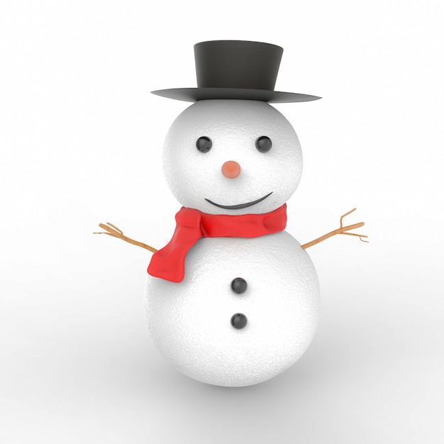 Muñeco de nieve sonriente de renderizado 3d