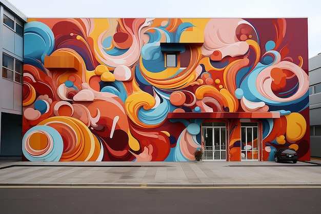 un mural de arte callejero inspirado en el pop con colores vibrantes generado por IA
