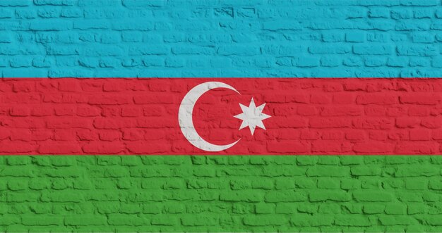 Mural de tijolos com a bandeira do Azerbaijão