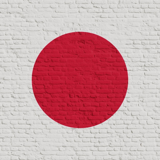 Mural de tijolos com a bandeira do Japão