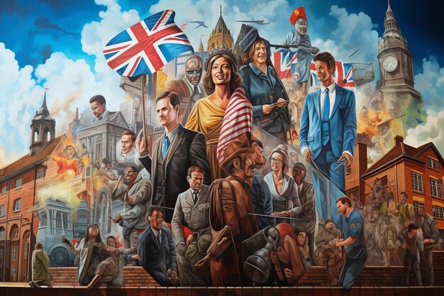 Foto mural patriótico em uma parede da cidade retratando o icônico generative ai