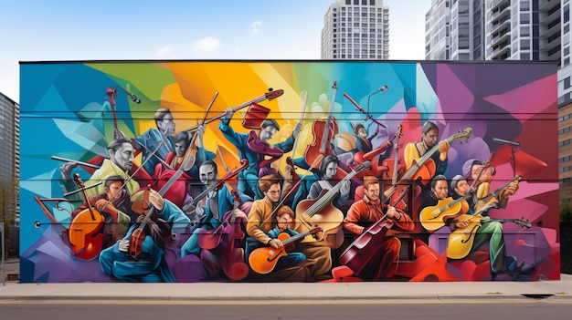 Mural con temática musical en la ciudad.